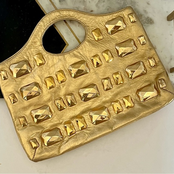 •B-Low the Belt• Stunning Luxe Goldi Rocks bag - Picture 6 of 10